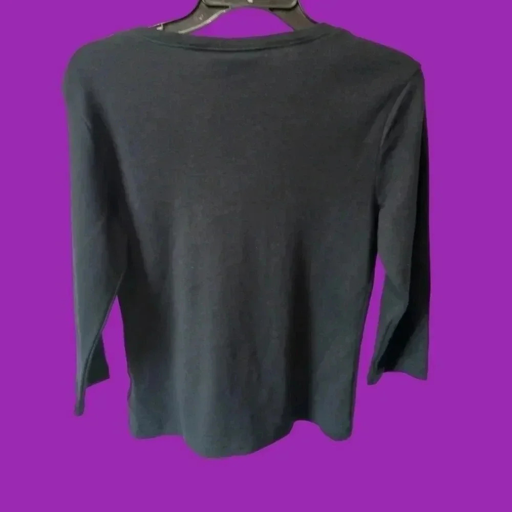 Karen Scott henley shirt women petite black color size ps - Picture 4 of 8